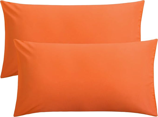 FLXXIE King Pillow Cases Set of 2, Soft Microfiber Pillow Covers with Envelope Closure, Wrinkle, Fade and Stain Resistant Pillowcases, 20x36,Orange