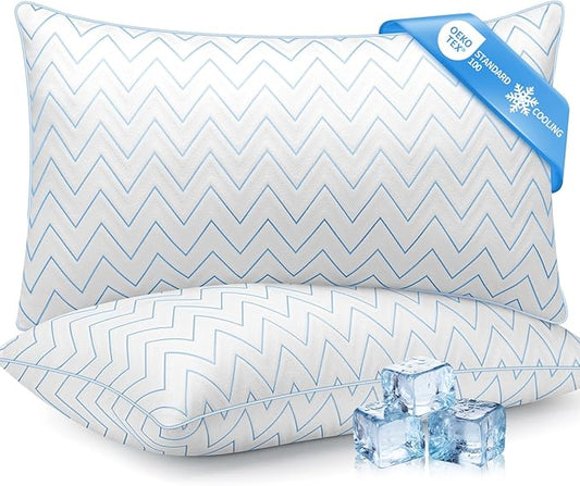 DIORIS Pillows Queen Size Set of 2, Cooling Bed Pillows for Sleeping, Breathable Down Alternative Microfiber Fill, 18 x 29 Inches, Medium Soft for Back Side Stomach Sleepers, Hypoallergenic
