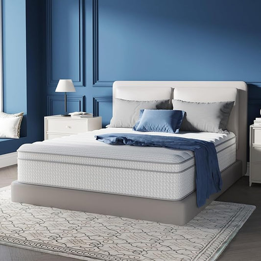 Avenco King Size Mattress 12 Inch in a Box, Medium Plush King Mattresses with Pocket Spring Smarts Coil Hybrid Colchones for Pressure Relief, CertiPUR-US Certified