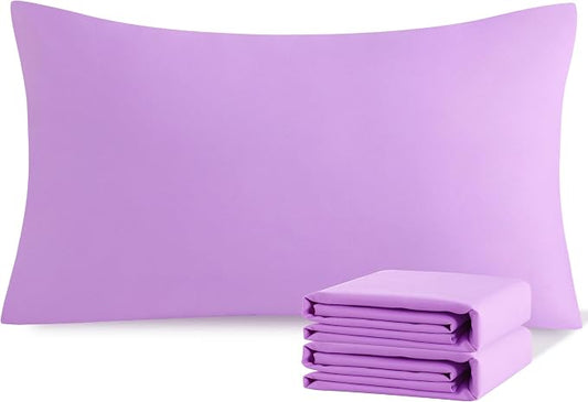 NTBAY King Pillowcase Set - 2 Pack Brushed Microfiber 20x36 Pillowcases - Soft, Wrinkle-Free, Fade-Resistant, Stain-Resistant, Light Purple Pillowcases with Envelope Closure - 20x36 Inches