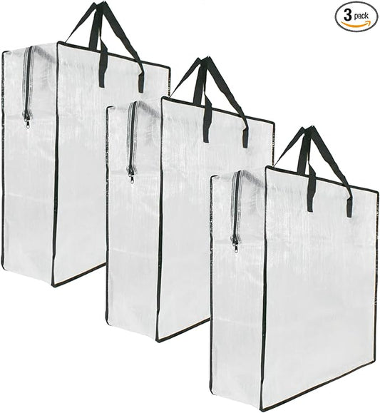 3 Pack Clear Storage Bags with Zipper and Handles, Blanket Bags For Closet Storage, Moving and Packing Supplies for College, Underbed Storage Organizer for Clothes Pillow Bedding Christmas Wreath