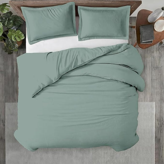 Kotton Culture 3 Pc California King Size Duvet Cover Set -100% Egyptian Cotton 600 Thread Count Ultra Soft Premium Durable Comforter Cover Zipper Closure & Corner Ties (Aqua Green,104"x98")