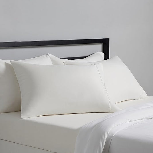 Amazon Basics Standard Pillowcases Set of 2 - Lightweight, Super Soft Easy Care Microfiber, Cream, 30" L x 20" W, Pillows Not Included