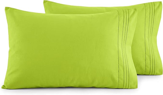 Elegant Comfort Luxury Ultra-Soft 2-Piece Pillowcase Set - 1500 Premium Hotel Quality Microfiber Double Brushed - Wrinkle Resistant, King, Lime
