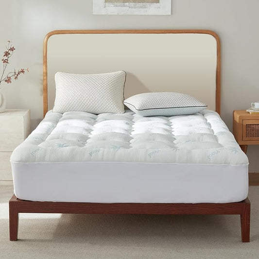 Surefit Ultra Soft Waterproof Mattress Topper, Pillow Top Mattress Pad, Back Pressure Relief, Viscose Derived from Bamboo, Naturally Cooling for Hot Sleepers, Queen 60x80