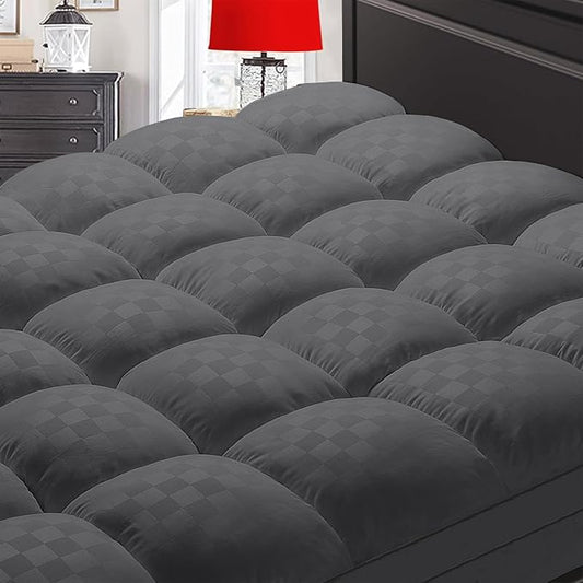 SameBed Mattress Topper Full,Extra Thick Mattress Pad Cover for Back Pain,Cooling Mattress Protector with 8-21 Inch Deep Pocket,Overfilled Down Alternative Filling,Grey