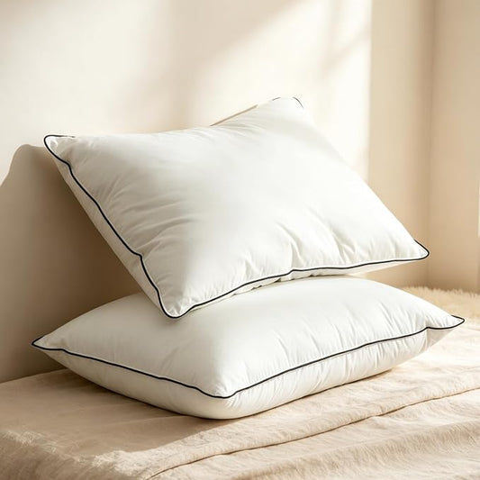 BPC Goose Feather Down Pillows King Size Set of 2, Luxury Hotel Pillows with 100% Organic Cotton Cover, Bed Pillow for Medium Firm Support & Cloud-Like Comfort, 20"x36"