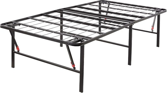 Amazon Basics Foldable Metal Platform Bed Frame, Noise-Free Mattress Foundation with Tool-Free Assembly, 18 Inches High, Sturdy Steel Frame, No Box Spring Needed, Twin Size, Black
