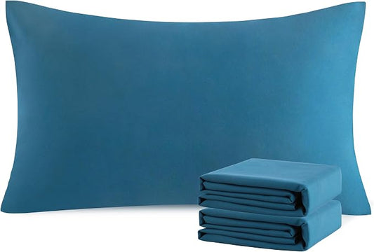 NTBAY King Pillowcase Set - 2 Pack Brushed Microfiber 20x36 Pillowcases - Soft, Wrinkle-Free, Fade-Resistant, Stain-Resistant, Teal Blue Pillowcases with Envelope Closure - 20x36 Inches, Teal Blue