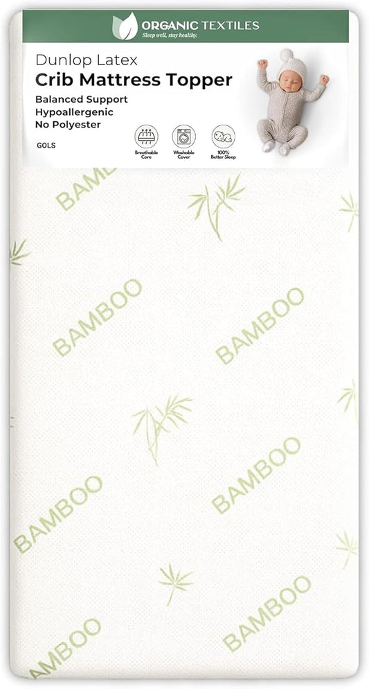 Organic Latex Baby Crib Mattress Topper with Rayon Derived from Bamboo Cover 2" Inch (Standard, 28"x52")