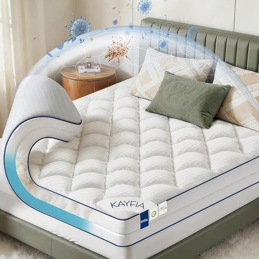 4 Inch Mattress Topper Queen Integrated Dual Layer, 2-in-1 Cooling Gel Memory Foam Pillow Top Mattress Topper for Back Pain, Queen Size Silver Ion Certified Mattress Pad