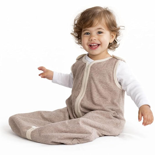 Baby Deedee Sleep Nest Lite - Baby Sleep Sack 0.6 TOG 6-18 Months, Sleeping Bag with Soft Cotton & Patented Shoulder Snaps, Baby Wearable Blanket for Boys & Girls, Mocha Heather