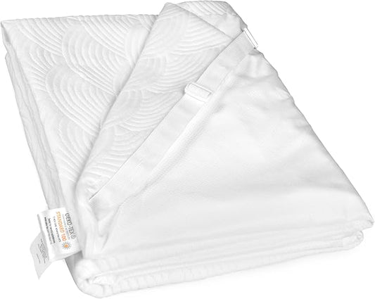 Zenzy 4" Twin XL Mattress Topper Cover, Oeko-TEX Certified, Ultra-Soft Zippered Topper Protector Twin Extra Long with Adjustable Straps, Washable (Cover Only)