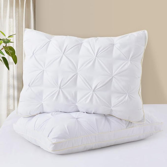 Support Bed Pillow Queen Size Set of 1 – Super Soft Down-Alternative Filling with Cotton Cover, Hotel Quality for Side Sleepers, Breathable & Oeko-TEX Certified