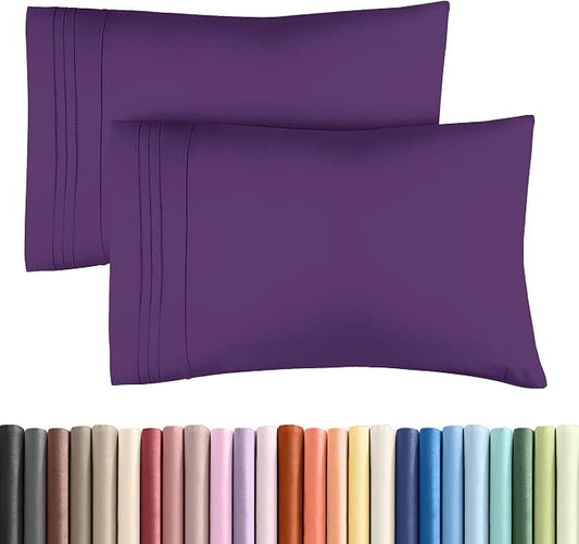 Standard Pillow Cases Set of 2 - Ultra-Soft Hotel Quality Pillowcase Covers - Comfy & Wrinkle Free - Stain and Fade Resistant - Machine Washable Pillow Protectors - 2 Piece Set - Standard Size Purple