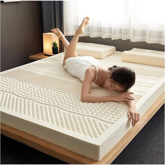 Medium Firm Feel Latex Mattress, Natural Latex Full Mattress Pure Green Natural Latex Mattress Pressure Relief for Side Sleepers Zonal Support Durable and Breathable,Queen,60"×80"×3"