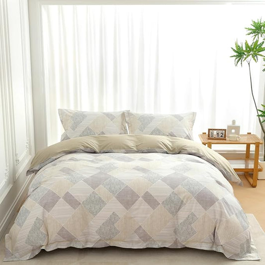 OAITE Duvet Cover Set Queen Size Floral Pattern Ultra Soft 100% Cotton Duvet Cover Sets 3-PC, Breathable Duvet Cover with Zipper Closure & Corner Ties(2 Pillow Shams,1 Duvet Cover)