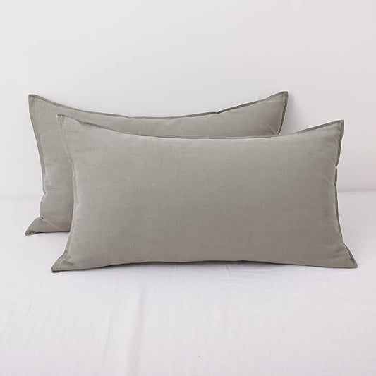 CHUFFED 100% French Linen Pillow Cases King Size Set of 2, Stone Washed Flax Pillow Covers with Zipper Closure - Breathable & Cooling for Hot Sleepers,20x36 Inches, Medium Grey