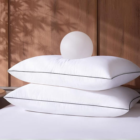 Feather Down Pillows Standard Size Set of 2, Luxury Hotel Collection Bed Pillow for Sleeping, 2 Pack, Fluffy Plush for Side, Back Sleepers Medium Firm, 20x26 in.