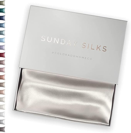 SUNDAYSILKS™ 100% Mulberry Silk Pillowcase, Silk Pillow Cases for Hair & Skin, Superior to Satin Pillowcase, with Zipper, Standard, Queen, King Sizes, Anti-Wrinkle, Cooling, Non-Slip Silk Pillowcases
