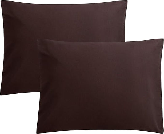 FLXXIE Pillow Cases Standard Size, Soft Microfiber Pillow Covers with Envelope Closure, Wrinkle, Stain Resistant Pillowcases, 2 Piece Set, 20x26, Dark Brown