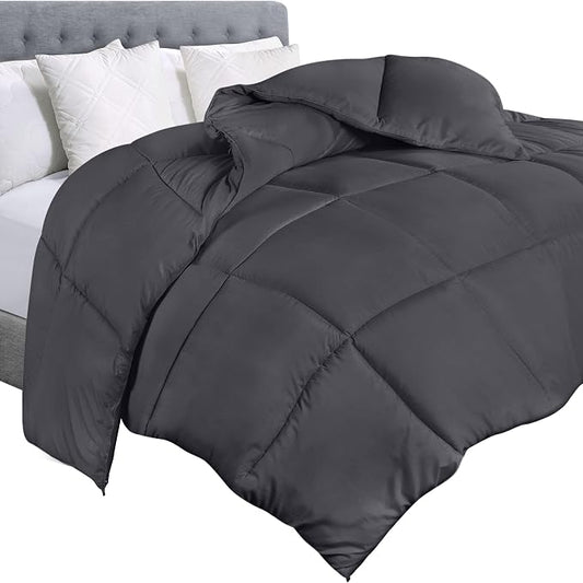 Utopia Bedding Twin Comforter Duvet Insert, Quilted Grey Comforter with Corner Tabs, Box Stitched Down Alternative Comforters Twin Size 64 x 88 inches