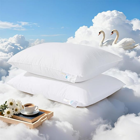 Canadian White Goose Down Pillows Queen Size Set of 2-900+ Fill Power, Soft Down Pillow for Sleeping, Fluffy Hotel Luxury Bed Pillows for Neck Pain Relief, Side Sleeper Pillow - 20"x30"