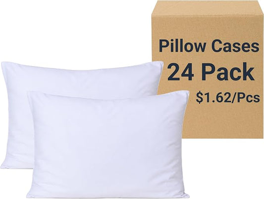 ZPECC White Pillow Cases Bulk 24 Pack - King Pillowcases with Envelope Closure, Soft Brushed Microfiber Pillow Cover for Hotel Airb&bs Hospital Bedding Essential
