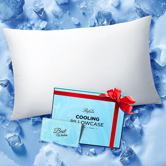 Ice Cooling Pillowcase for Hot Sleepers, Instantly Cool, Stays Cold All Night, Softer Than Silk Pillow Cases, Pillow Covers with Invisible Zipper, Gift for Men & Women - Standard Size, White (1 Pack)