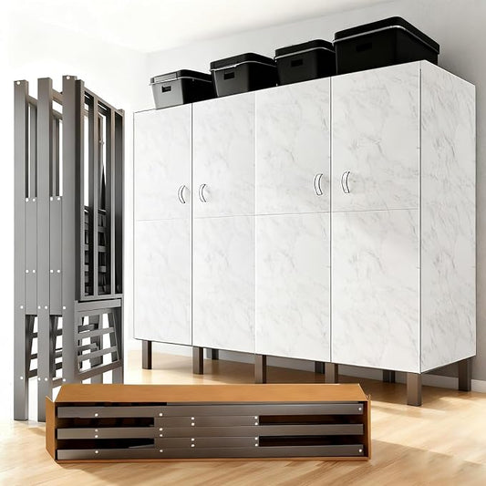 Freestanding Heavy Duty Wardrobe Closet with Magnetic Door, Portable Metal Closets, Foldable Wardrobecloset Organizers and Storage, for Bedrooms, Apartments, and Tenant (White, 33.4in)