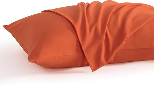 NTBAY King Pillow Cases Set of 2, 2 Pack Brushed Microfiber 20x40 Pillow Cases, Soft, Wrinkle, Fade, Stain Resistant Brunt Orange Pillow Cases with Envelope Closure, 20x40 Inches, Brunt Orange