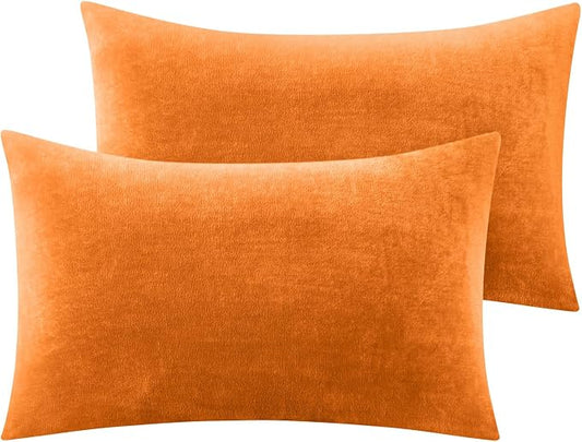 BEDELITE Flannel Pillow Cases Queen Size Set of 2, Super Soft Fleece Pillowcases with Zipper for Bedroom, Sofa, Luxury Cozy Fuzzy Velvet Pillow Shams for All Seasons(20x30 Inches,Burnt Orange)