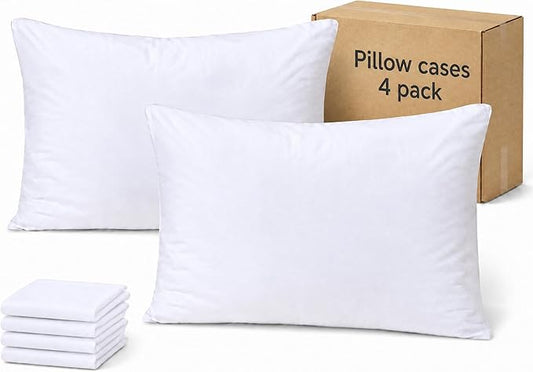 ZPECC White Pillow Cases Queen Size Set of 4, 20x30 Envelope Closure Pillowcases, Soft Plain Brushed Microfiber Covers Hypoallergenic Breathable