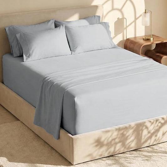Hearth & Harbor Extra Deep Pocket Sheets - Fits Mattress 18-24 Inches Deep - Extra Deep Pocket Split King Size Sets - 7 Piece Split King Size - Silver