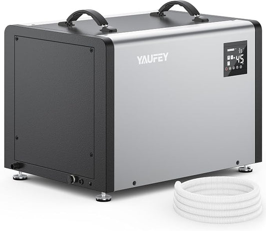 Yaufey 125 Pints Commercial Dehumidifier with Pump for 6500 Sq.Ft. Crawl Space, Basement, Industrial Area, 10-90% RH Humidity Control, 24/7 Running Continuous Drainage, TUV Certified, 5-Yr Coverage