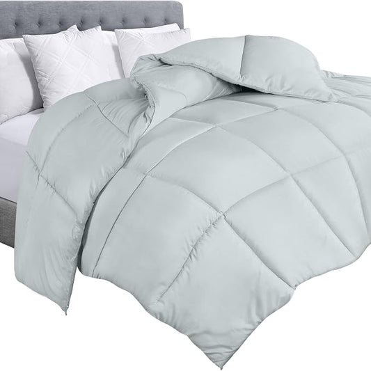 Utopia Bedding King Comforter Duvet Insert, Quilted Light Grey Comforter with Corner Tabs, Box Stitched Down Alternative Comforters King Size 90 x 102 inches