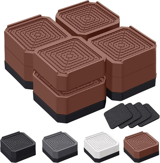 ANNKUT Bed Risers and Furniture Risers, Heavy Duty Adjustable Lifting Blocks for Couches, Desks, and Chairs, Elevates 1.5 or 3 Inches, Holds up to 4000 lbs (Brown)
