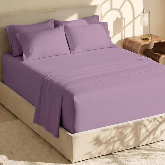 Hearth & Harbor Extra Deep Pocket Sheets - Fits Mattress 18-24 Inches Deep - Extra Deep Pocket California King Size - 6 Piece Cal King Sheets - Cal King, Lavender Dream