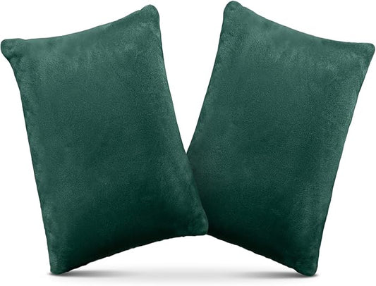 1 MIDDLE ONE 2 Pack Small Pillow, Memory Foam Mini Pillow 11 X 7 Inches for Travel, Sleeping, Nap and Neck, Knee, Lumbar Support, Tiny Cushion for Pet, Dogs (Dark Green)
