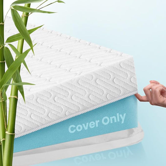 VALUXE Twin Size 3 Inch Mattress Topper Cover with Zipper Closure - Breathable Protector for 3" Memory Foam or Latex Mattress Topper (Cover Only)