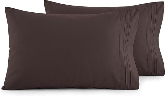 Elegant Comfort Luxury Ultra-Soft 2-Piece Pillowcase Set - 1500 Premium Hotel Quality Microfiber Double Brushed - Wrinkle Resistant, King Size, Chocolate Brown