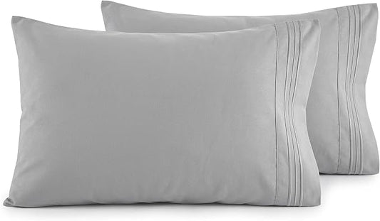 Elegant Comfort Luxury Ultra-Soft 2-Piece Pillowcase Set - 1500 Premium Hotel Quality Microfiber Double Brushed - Wrinkle Resistant, King Size, Silver Blue