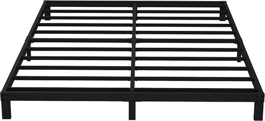 EMODA 6 Inch California King Bed Frames Heavy Duty Metal Cal King Platform with Steel Slats Support, No Box Spring Needed, Noise Free, Black