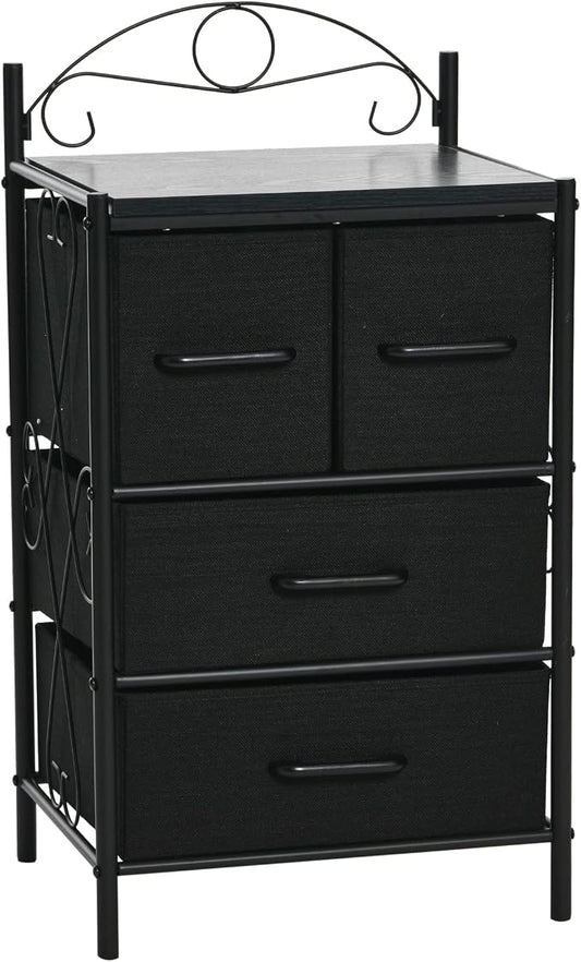 Household Essentials Black Oak & Iron Four Drawer Chest
