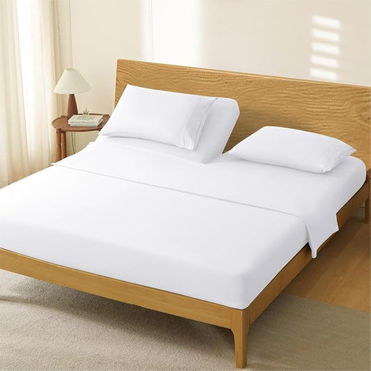 Manyshofu 4 Piece Split Head California King Sheets Sets for Adjustable Bed Sheet, Flex Head Split Top Cal King Sheets White Sheet Set - 1800 Thread Count Bedding Set with 14-16 Inch Deep Pockets