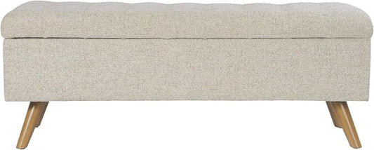 HomePop Modern Tufted Storage Bench - Textured Cream Fabric
