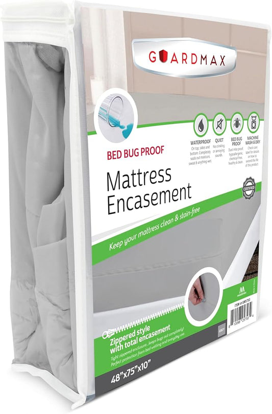 Guardmax RV Mattress Encasement with Zipper, Waterproof, Bed Bug Proof, and Dust Mite Proof Mattress Protector for RV Size Bed up to 10" Deep, Zippered All Around Jersey Knitted Mattress Cover