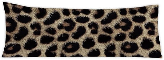 Brown and Black Leopard Print 20x54 Body Pillow Cover, Cheetah Print Room Decor, Trendy Wild Animal Print Decorative Long Body Pillow Cases for Girls Bedroom Dorm Apartment Bed Couch
