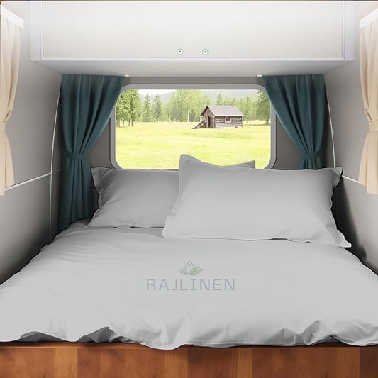 Twin RV Camper Sheet Set (39x75) – 100% Egyptian Cotton, Soft & Cooling, 16” Deep Pocket Fitted Sheet, Luxury Hotel Quality Bedding for RVs, Campers & Motorhomes (Light Grey Solid)