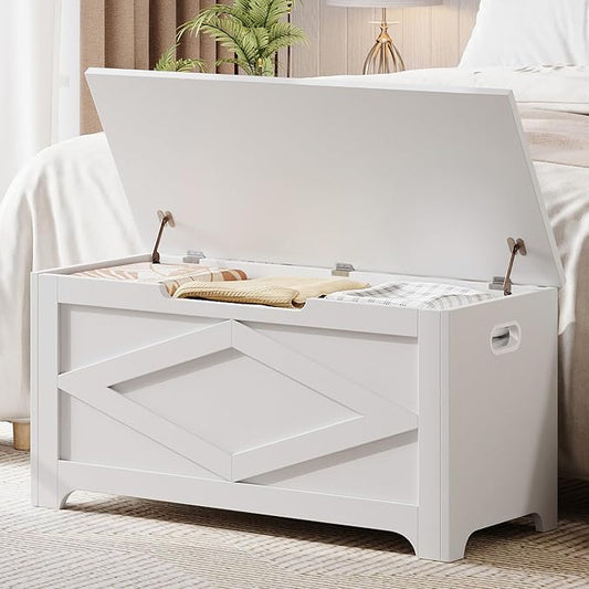 GAOMON Storage Chest, Wooden Storage Bench, Modern Style Lift-Top Shoes Bench with Safety Hinge for Entryway, Bedroom, Living Room, Supports 300 Lb and Easy Assembly